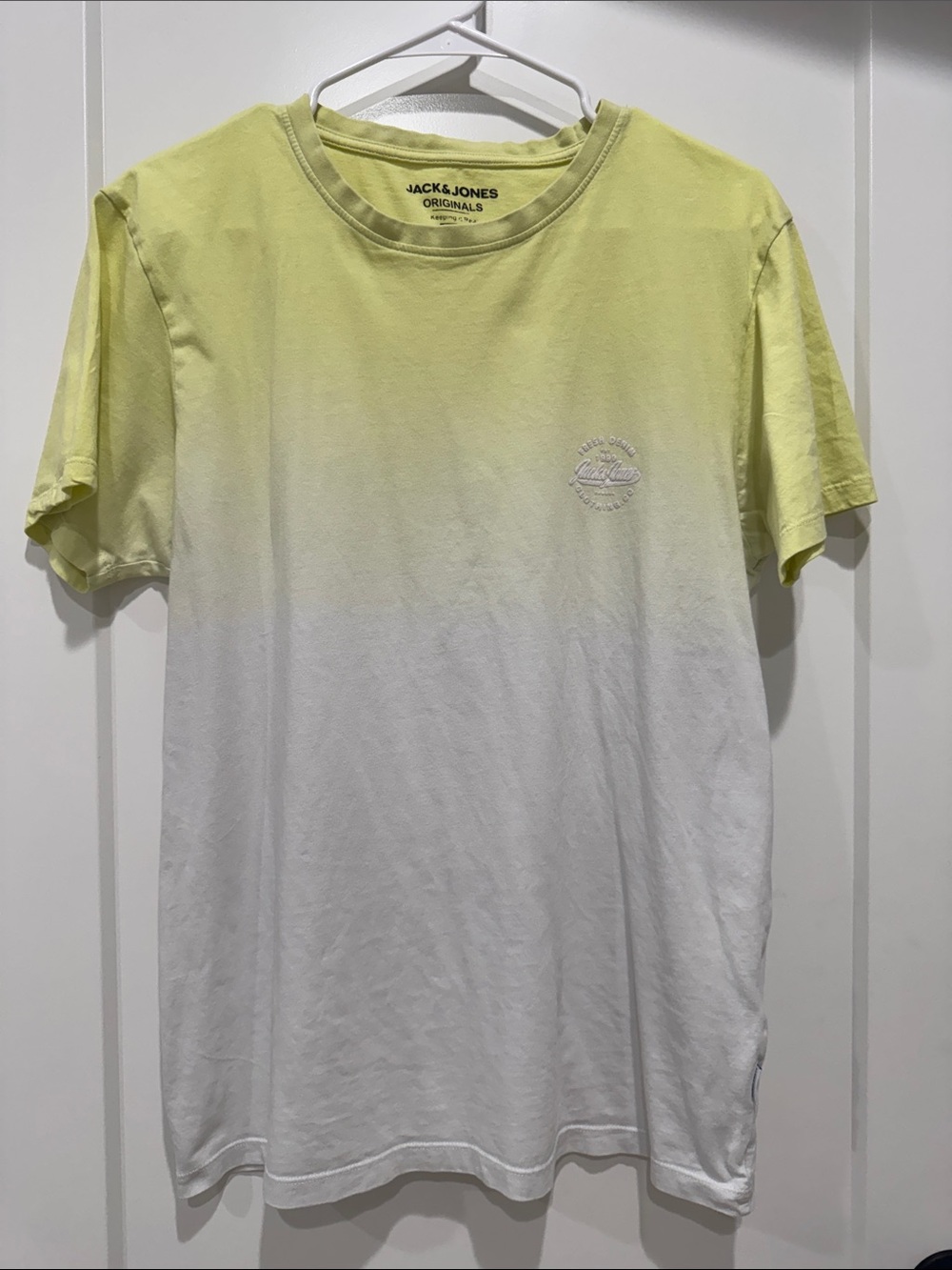 Jack & Jones Yellow lime to White Gradient Short Sleeve Tee